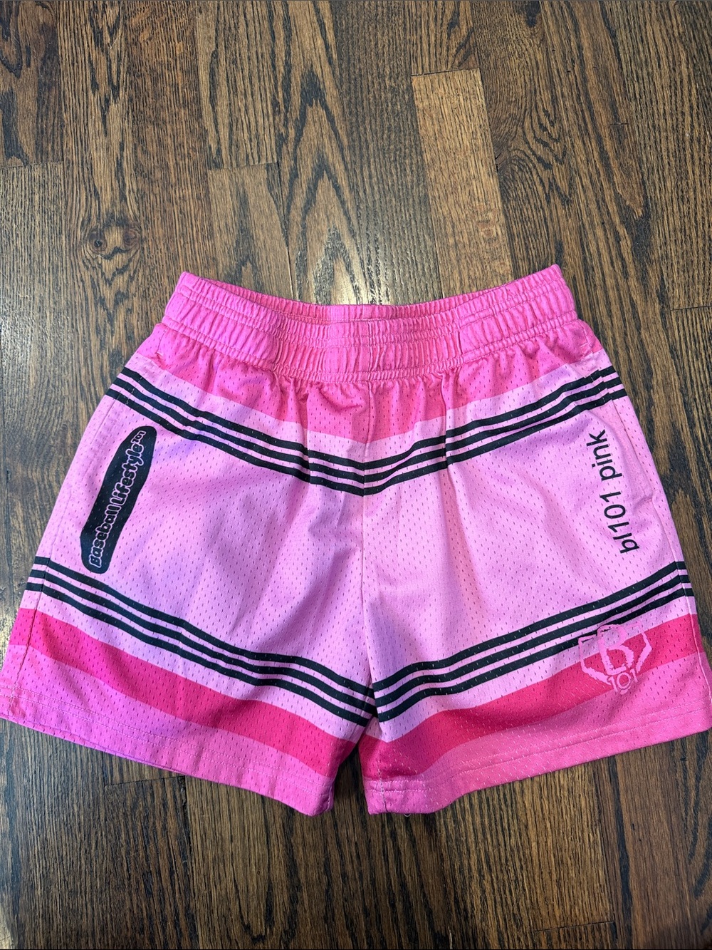 B101 Pink Boys' Athletic Mesh ‘Crayon’ Shorts with Stripe Accents